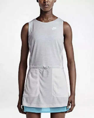 NWT Women's Nike Gray/Blue Sleeveless Premium Pack Sporty Dress Sz Medium - Image 1 of 4