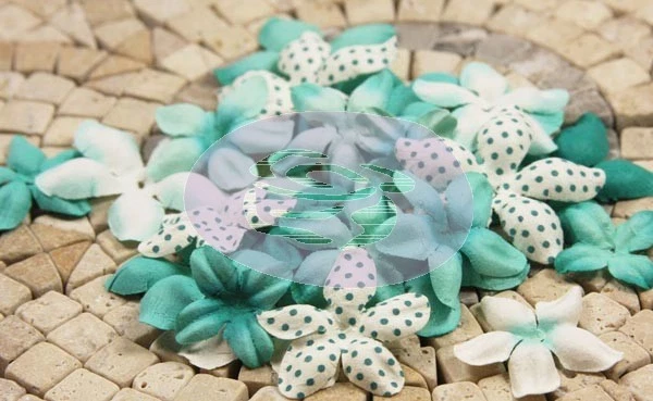 Prima "E LINE FLOWERS 300937" AQUA AND WHITE WITH AQUA DOTS - Image 1 of 1