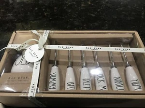 New Rae Dunn Set of 6 round cheese holders and picks NIB - Picture 1 of 4