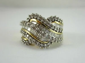 2Ct Round Cut Lab Created Diamond Cluster Wedding Band Ring 14K Gold Finish - Picture 1 of 8