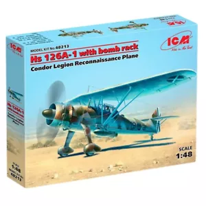 ICM 48213 Modellino aereo in plastica kit 1:48 Hs 126A-1 con portabombe Condor Legion - Foto 1 di 13