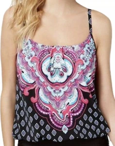 24TH & OCEAN Carpet Ride Paisley Underwire Swimsuit Tankini Top S (C3) - Picture 1 of 3