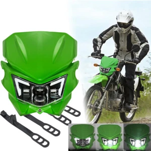 For Kawasaki KX250 KX450 KX450F KX250F LED Headlight w/Green Fairing Plug&Play - Picture 1 of 13