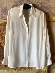 NWT Vtg Elementz Sz 1X Womens Ivory Blouse Shirt Long Sleeve Polyester - Picture 1 of 10