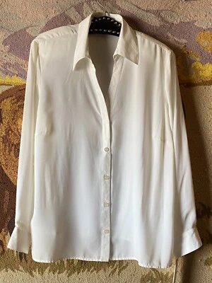 NWT Vtg Elementz Sz 1X Womens Ivory Blouse Shirt Long Sleeve Polyester - Image 1 of 4