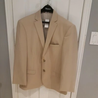 Pronto Uomo Mens Beige 2 Button Polyester Wool Sport Coat Blazer Suit Jacket 40R - Image 1 of 4