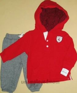 Boys Hooded Shirt Pant Set Outfit 2 pc Set Baby Shirt Trouser Champs 3M - Picture 1 of 5