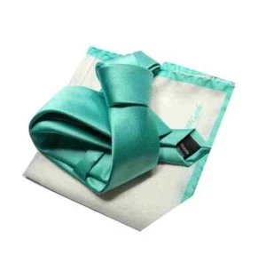 Cravatta verdina slim 4 o 6 completo abbinato tie pochette bianca bordo verdino - Bild 1 von 6