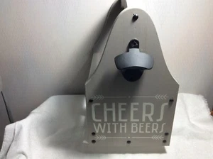 “CHEERS WITH BEERS” WOODEN CADDY New with tag Holds six beers includes Opener - Picture 1 of 6