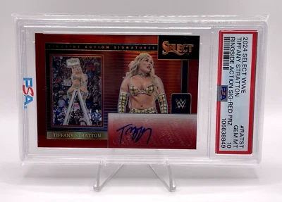 TIFFANY STRATTON 2024 Select WWE Ringside Action Sig Red Prizm Auto PSA 11 /99 - Image 1 of 3