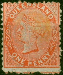 Queensland 1879 1d Sordo Arancione SG135 Buono MM - Foto 1 di 1