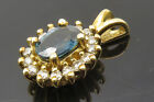 10K GOLD - Genuine Diamonds & Blue Topaz Drop Pendant - PT12084