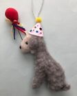 BLUE BEDLINGTON TERRIER - PARTY TIME - HAT & BALLOON - PART NEEDLE FELTED DOG.