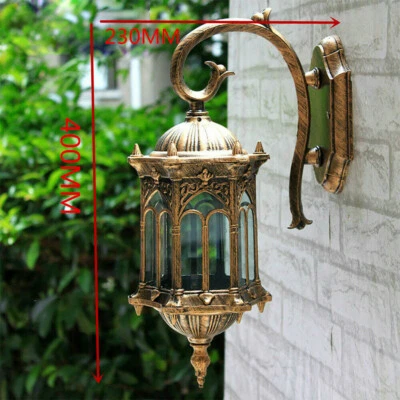 Outdoor Rustic Wall Light Fixture Gold Sconce Lantern Lamp Porch Lighting - Image 1 of 4