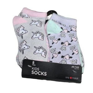 Macy's Equalizer Kids Socks-Multiple Patterns-8 Pair-Unicorns, hearts-Size M (7- - Picture 1 of 5