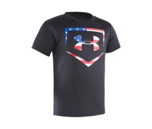 Under Armour Boys Stars and Stripes Graphic-Print T-Shirt Black Size 4 - Picture 1 of 2