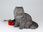 Small/Keepsake 62 Cubic Inches Gray Longhair Cat Resin Urn for Cremation Ashes