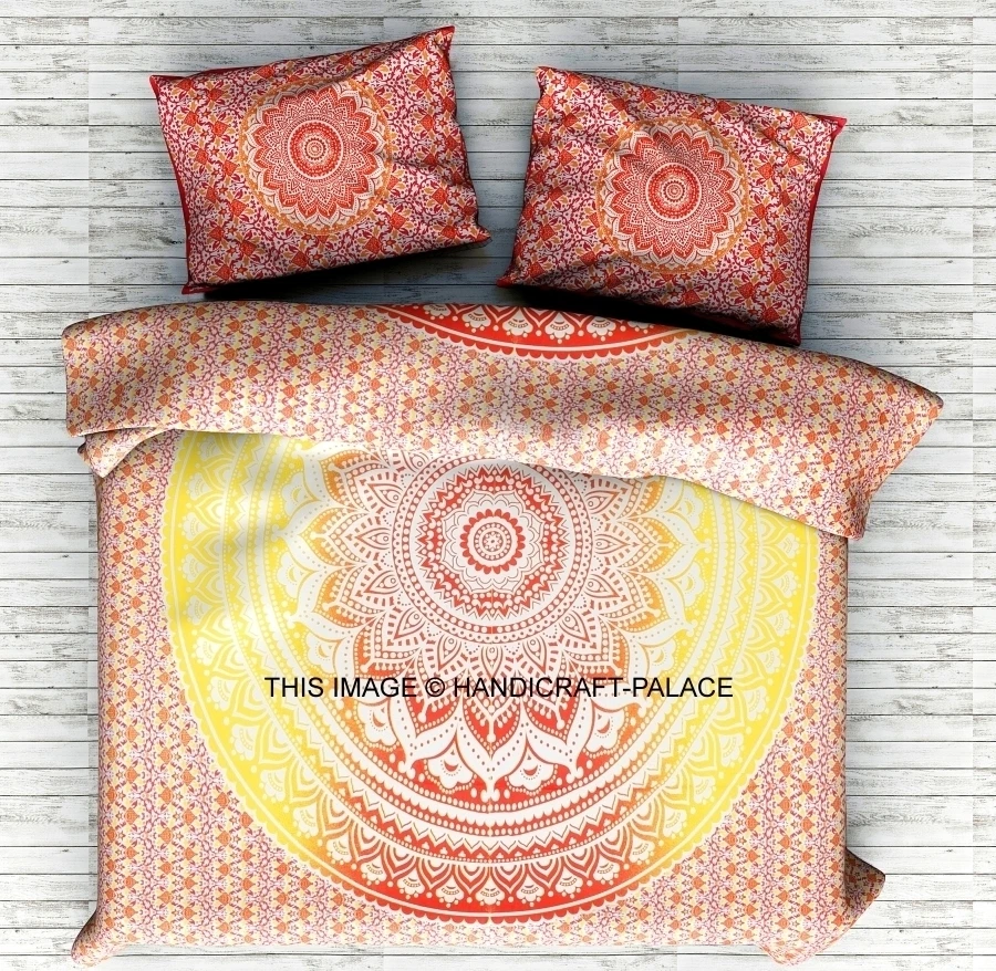 Indian Twin Comforter Coverlet Hippie Ombre Mandala Duvet Doona Quilt Cover Set - Image 1 of 1