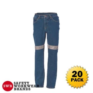 20 x DNC Workwear Ladies Denim Stretch Jeans CSR Reflective Tape Blue New 3339 - Picture 1 of 2