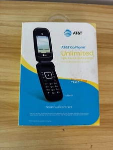New AT&T LG B470 Prepaid Unlimited Talk and Text Flip Phone Black - Afbeelding 1 van 3