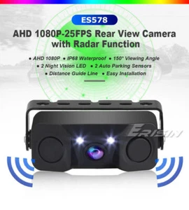 Cámara de visión trasera 150° AHD 1080P radar visión nocturna LED sensor de estacionamiento impermeable - Imagen 1 de 10