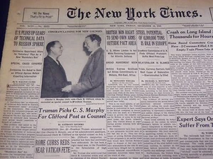 1949 DECEMBER 23 NEW YORK TIMES - TRUMAN PICKS MURPHY AS COUNSEL - NT 3654 - Picture 1 of 2