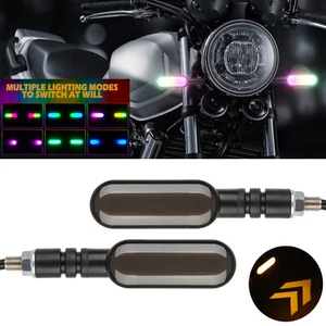 2x Sequential Flowing LED Motorcycle Turn Signal Indicator Projector Lights DRL - Foto 1 di 16