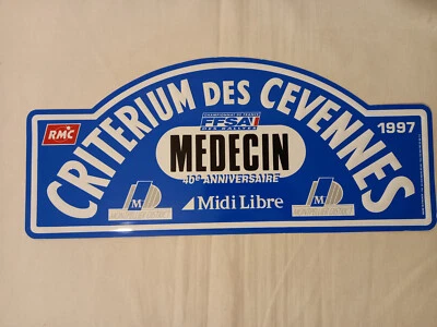 Plaque Rallye Tôle - 1997 - Criterium des Cévennes - Médecin - Photo 1/4