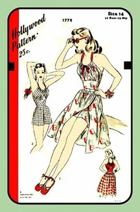 SPIELANZUG mit ROCK einteilig SELTEN Hollywood-Muster 1778 Vintage 1946 Nähmuster - Bild 1 von 6
