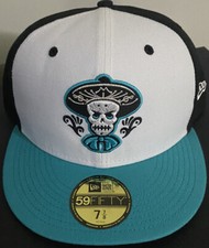 NWT Albuquerque Isotopes Mariachis Black Teal New Era 59Fifty Hat 7 7/8 MiLB Cap