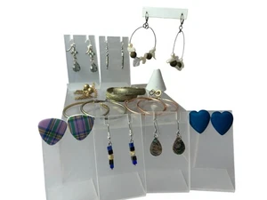 Mixed Lot 12 Earrings Hoops Beaded Studs Gold Tone Silver Tone Dangle Faux Pearl - Picture 1 of 16