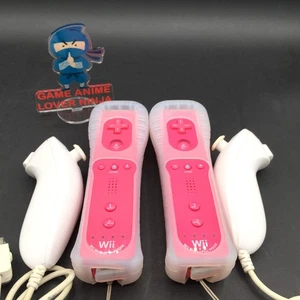 Nintendo Wii Remote Controller Motion Plus Nunchuck OEM Pink Lot of 2 Tested F2 - Picture 1 of 19