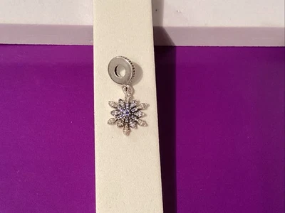 Pandora 925 Sterling Ale Crystallized Snowflake Blue Crystal & CZ Dangle Charm - Image 1 of 4