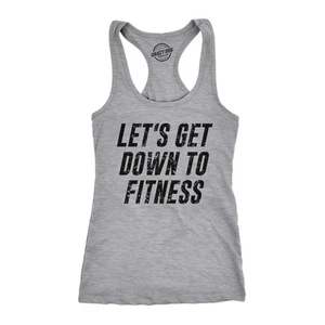 Camiseta sin mangas Let's Get Down To Fitness para mujer divertida entrenamiento gimnasio gráfica - Imagen 1 de 8