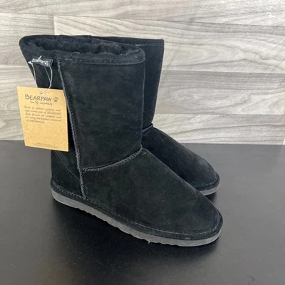 Botas BEARPAW Dorado II Unisex EE. UU. 9/10 Negro Gamuza Piel de Oveja Forradas Suela de EVA Foto 1 de 4