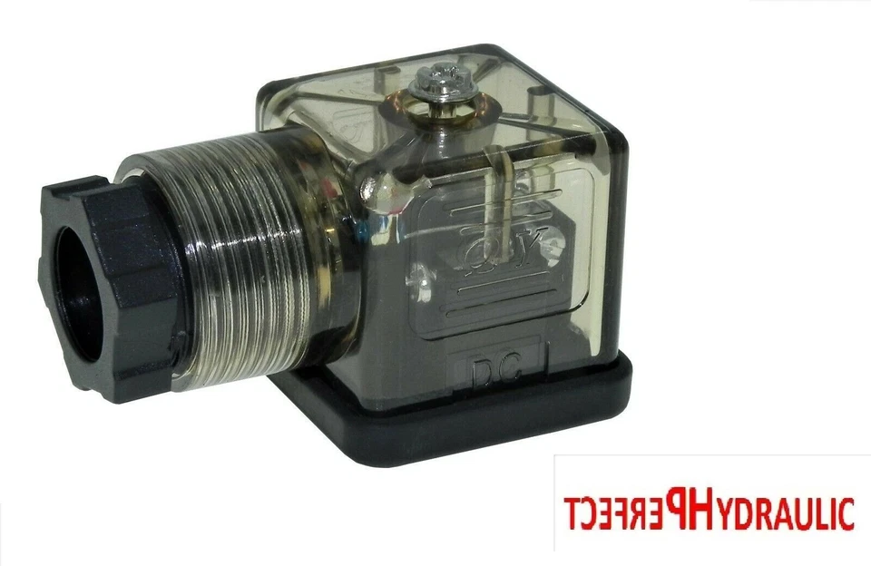PERFEKTE HYDRAULISCHE Kunststoffgehäuse 3 Pin LED Magnetventil DIN Stecker Ventilstecker 12V DC...