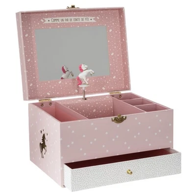 Schmuckkästchen mit Spieluhr rosa gold Schatulle Kinderzimmer Modern Kinder Deko - Bild 1 von 4