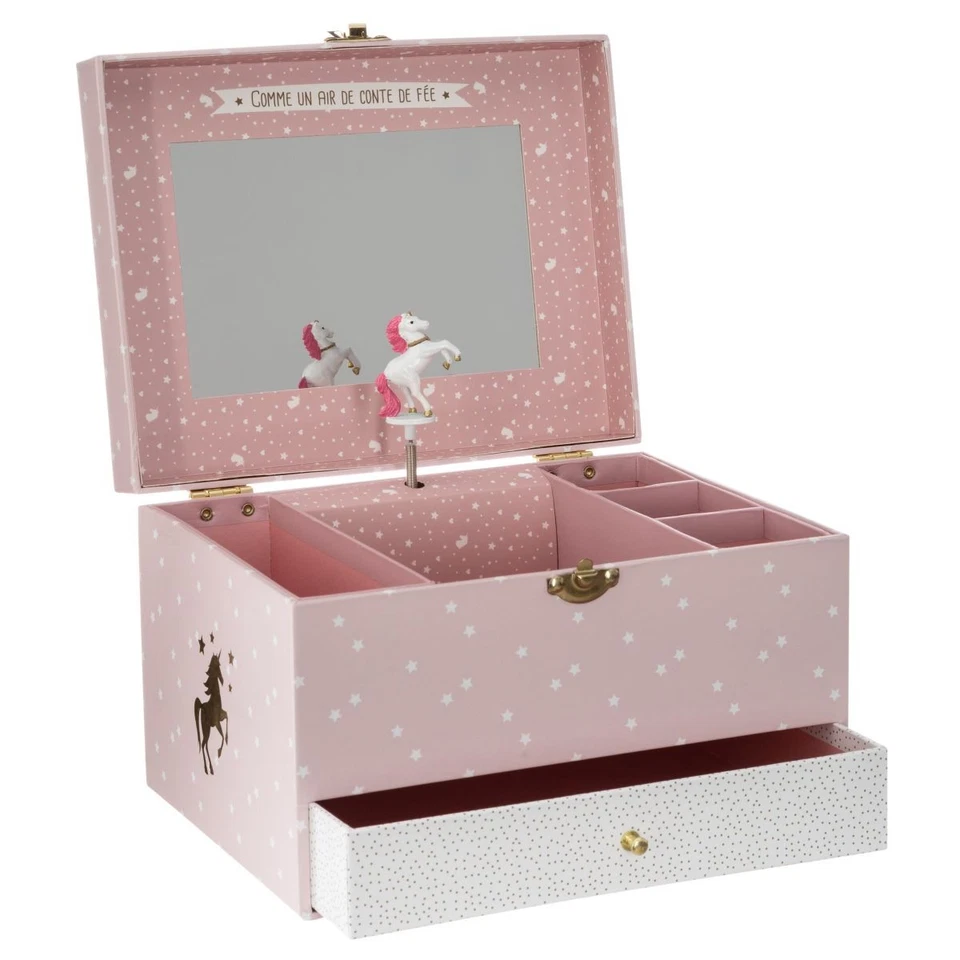 ATMOSPHERA Schmuckkästchen mit Spieluhr rosa gold Schatulle Kinderzimmer Modern Kinder Deko