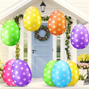 12 Pack 16 Inch Easter Inflatable Eggs Outdoor Decorations Yard Lawn Decor Ki... - Picture 1 of 7