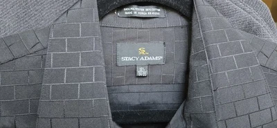 Camisa Stacy Adams Para Hombre 16 1/2 34-35 Negra Patrón Ladrillo Manga Larga Abotonada  Foto 1 de 4