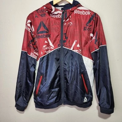 Chaqueta cortavientos Reebok azul marino/granate rojo blanco detalles juvenil XXL/18 Foto 1 de 4
