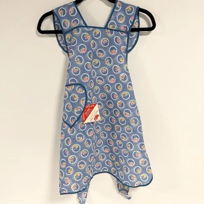 Vintage Fruit of the Loom Schürze Neu aus altem Lagerbestand blau Blumen Paisley Print USA mit Etikett - Bild 1 von 4