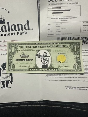 Banksy Dismaland Bemusement Park 2015 Billet “Mona Lisa Rocket Launcher” $1 USA - Image 1 of 4