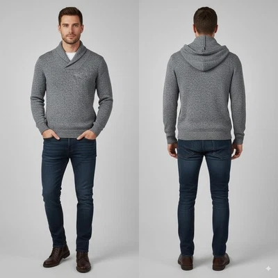 Company 81 Hoodie Sweater Gray L Pullover Knit Hooded Cotton Blend Casual Fall - Image 1 of 4