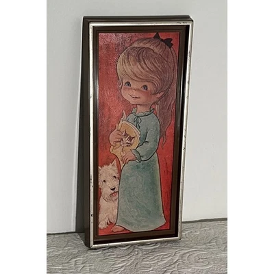 Arte de pared vintage Jandro niña mascota perro gato impresión enmarcada decoración coleccionable Foto 1 de 4