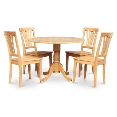 East West Furniture Dublin 5-piece Traditional Wood Dining Room Set in Oak - Image 1 of 4