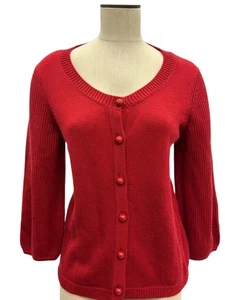 Talbots Cardigan Sweater Women Medium Red Classic Capsule Holiday - Picture 1 of 8