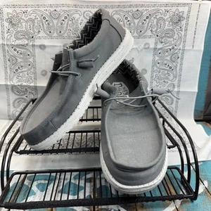 Authentic Men's Hey Dude Wally Stretch Canvas Loafers Comfort Light Grey Size 10 - Picture 1 of 10