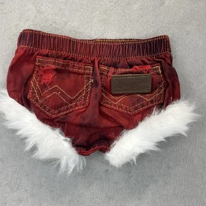 Pantaloncini copri pannolino bambino Wrangler rosso denim pelliccia orlo taglia 3 mesi Bloomers - Foto 1 di 14