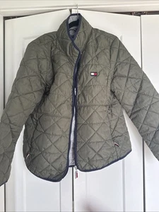 Tommy Hilfiger Quilted Lined Jacket Womens XL Long Sleeve Full Zip Army Green - Picture 1 of 8